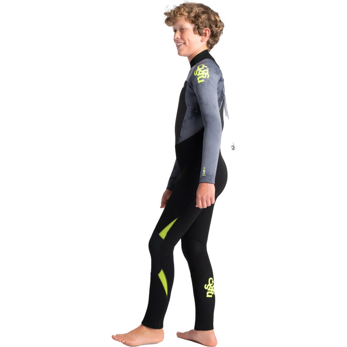 2023 C-Skins Junior Legend 5/4/3mm GBS Back Zip Wetsuit C-LE54JBZ - Slate / Flash Green / Silver